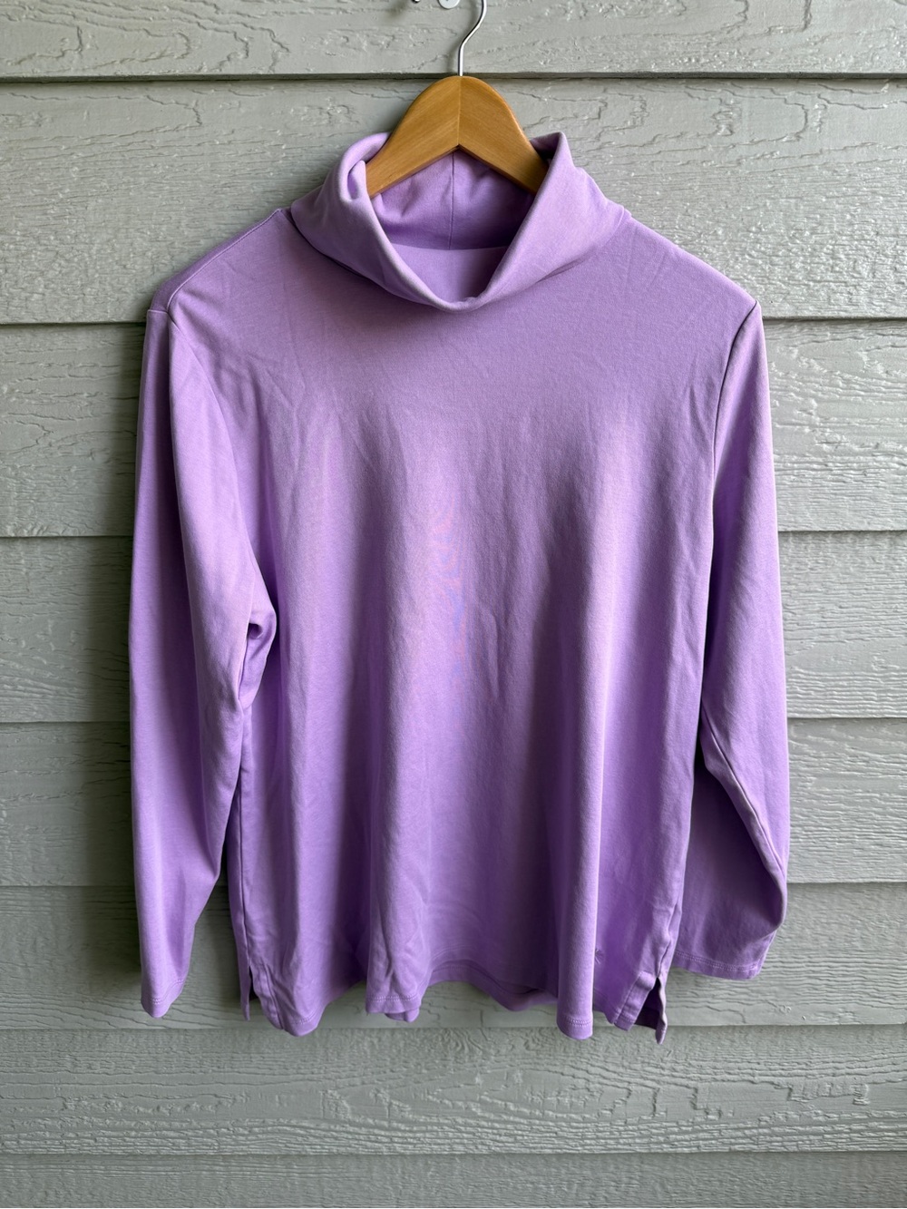 Isaac Mizrahi Live Essentials 100% Cotton Lavender Turtleneck Top XL